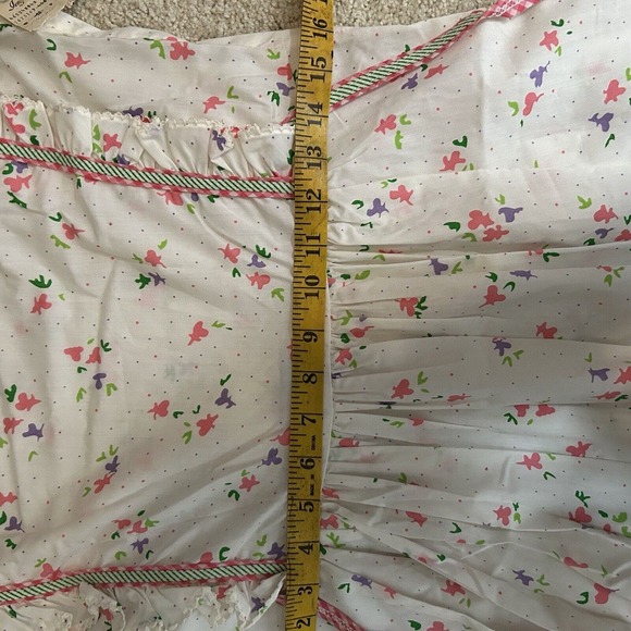 Vintage 70s Bill Tice Sz 14 White Floral Apron Midi Prairie Cottage Dress NWT - Picture 10 of 12